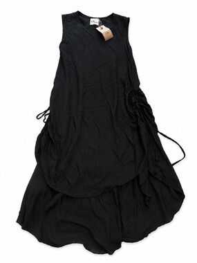 Rhea Double Umbrella Black Sleeveless Layered Bubble Hem Dress NWT os